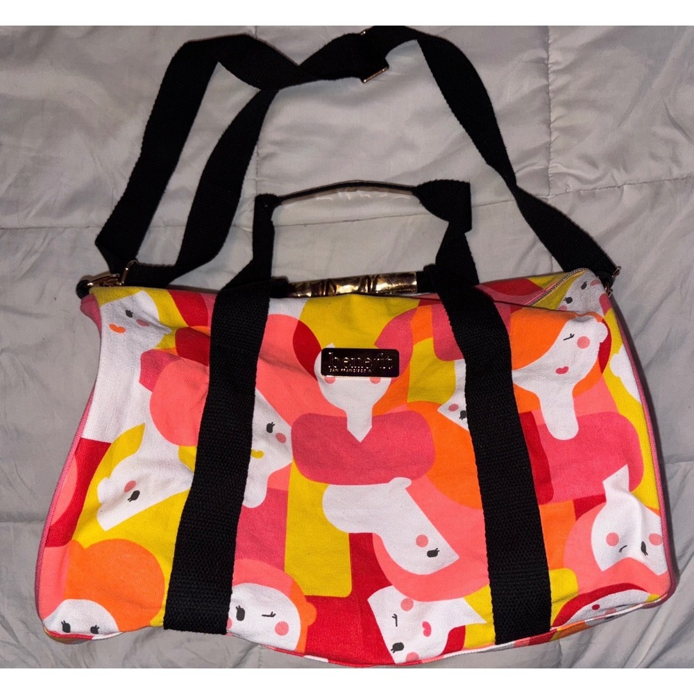 Benefit Cosmetics San Francisco Canvas Tote Weekender Duffel Bag Zip Top